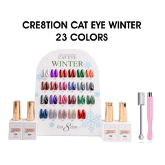 Cre8tion Cat Eye Gel 0.5oz - Winter Collection - 23 colors w/ 1 Round Shape Magnet, 1 Magnet Duo & 1 Color Chart