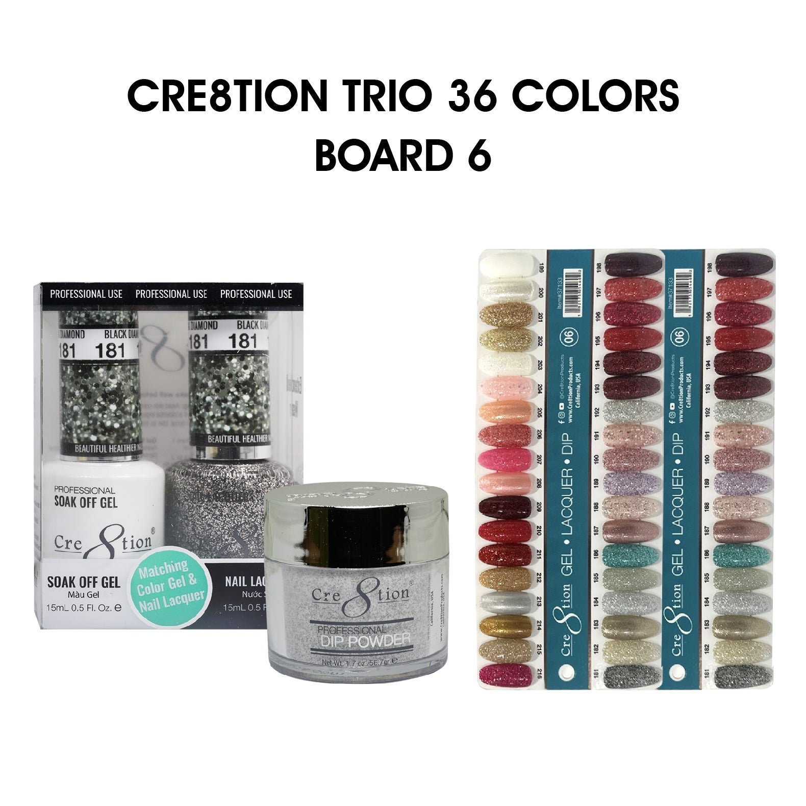 Cre8tion Matching Color - 36 colors Board 6 #181-#216 w/ 2 Color Chart