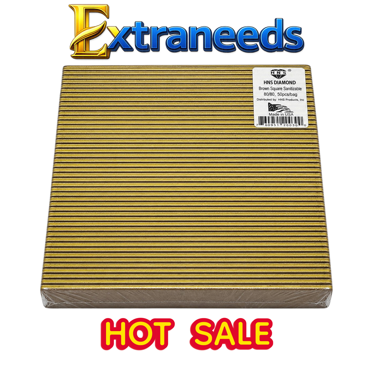 HNS DIAMOND NAIL FILES BROWN SQUare Sanitizable Jump 80/80 IN bag 50pcs