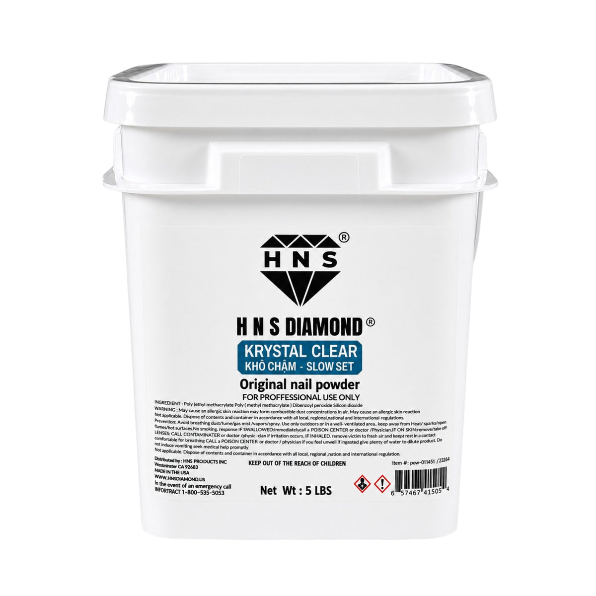 HNS DIAMOND KRYSTAL CLEAR KHO CHAM NAIL POWDER 5 LBS