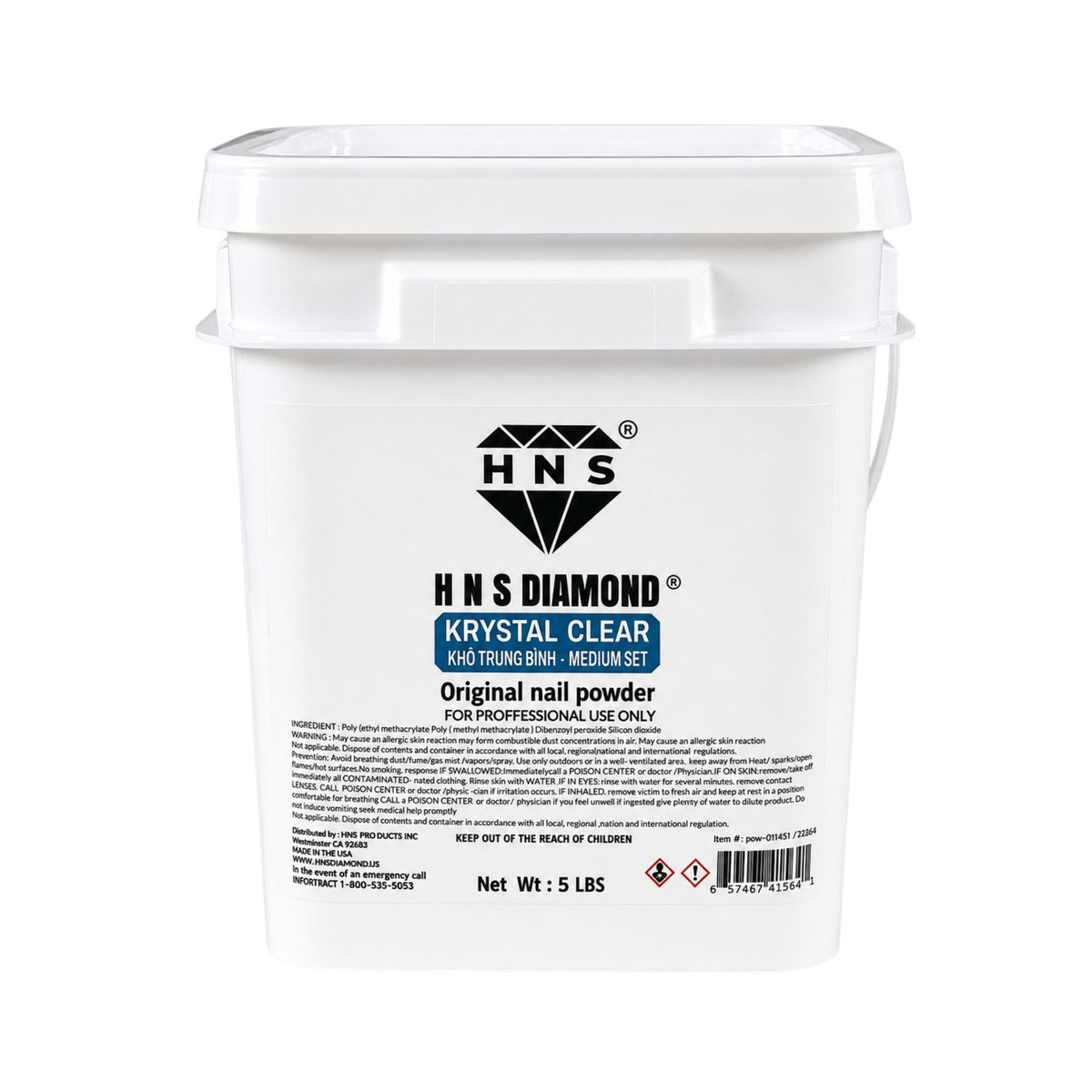 HNS DIAMOND KRYSTAL CLEAR KHO TRUNG BINH NAIL POWDER 5 LBS