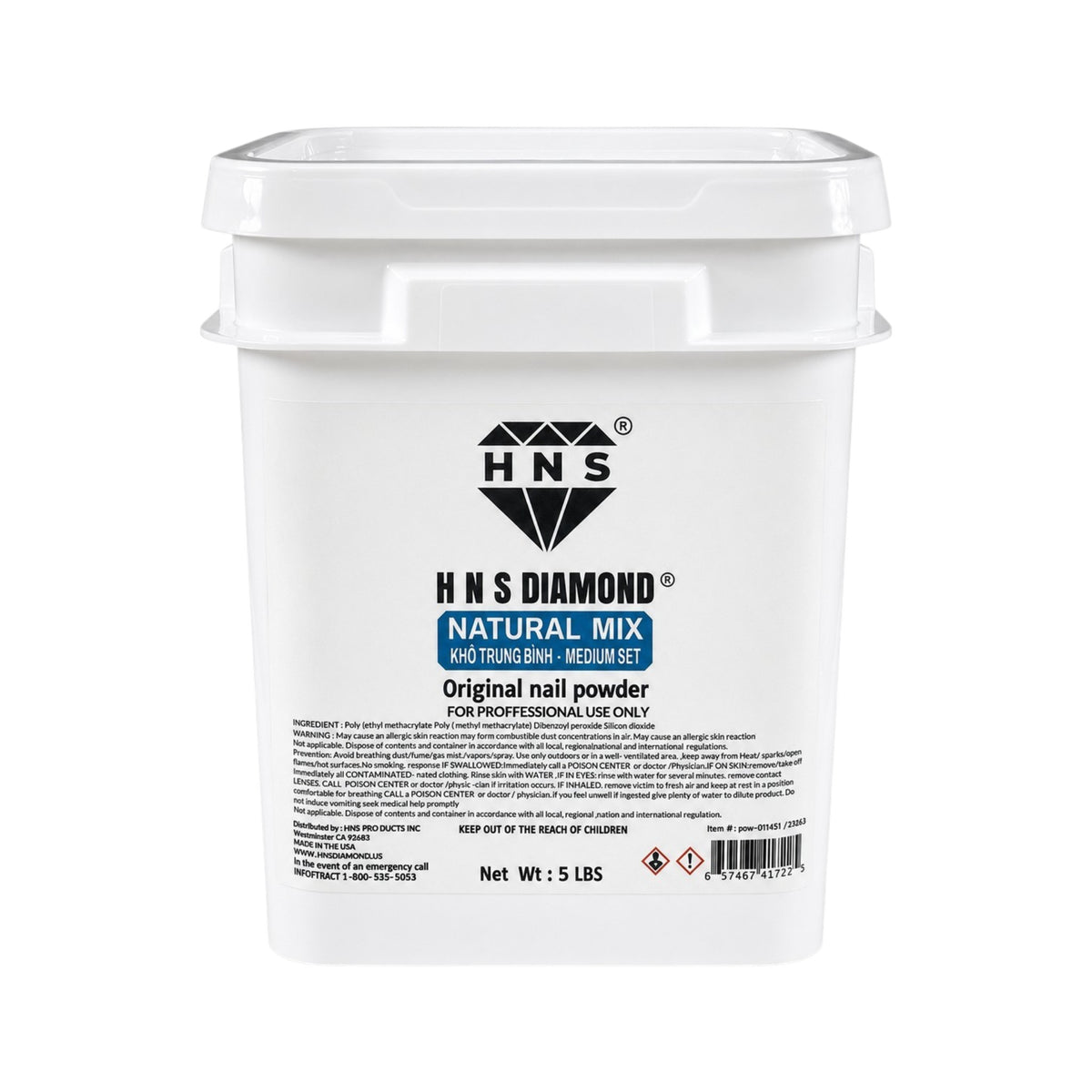 HNS DIAMOND NATURAL MIX KHO TRUNG BINH NAIL POWDER 5 LBS