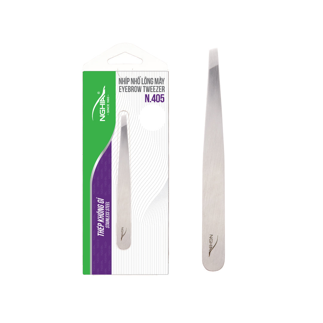 NGHIA Slanted Head Tweezer - N-405 (Stainless Steel)