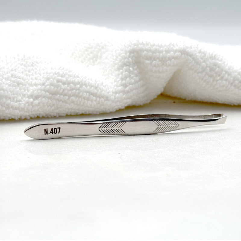 NGHIA Slanted Head Tweezer - N-407 (Stainless Steel)