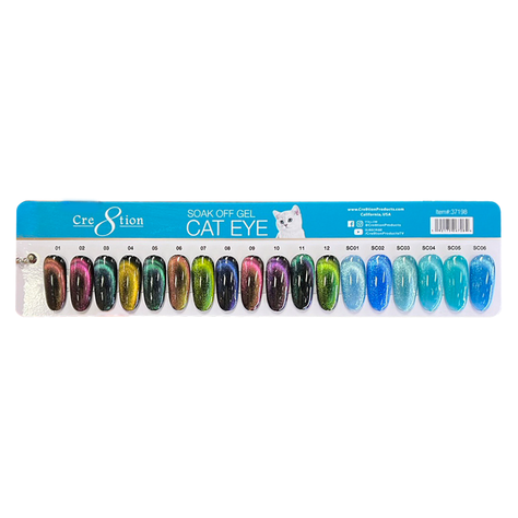 Cre8tion  Mystical Gel 0.5oz  - Full Set 12 colors w/ 1 Magnet, 3 Top Diamond 0.5oz & 1 Color Chart