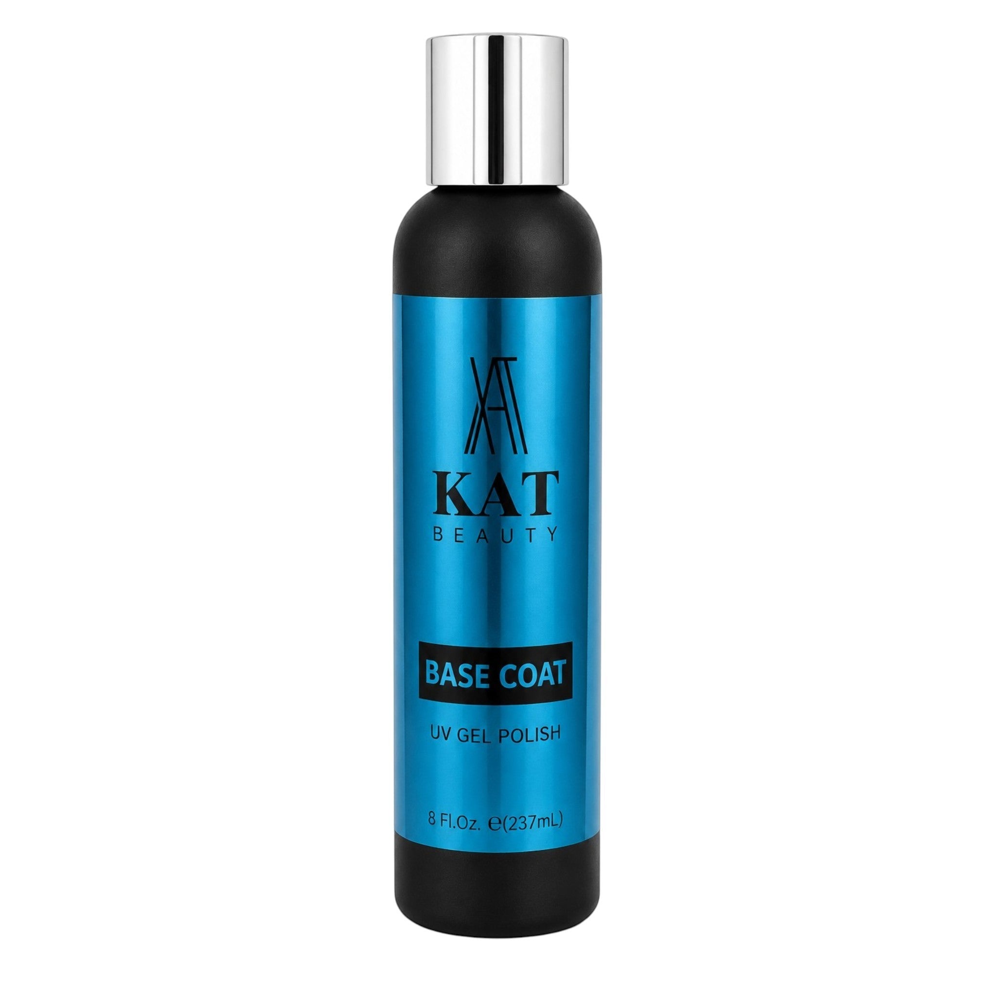 Chai sơn lót móng tay My Store KAT Beauty Base Coat Gel màu xanh dương kim loại với nắp bạc chuyên nghiệp